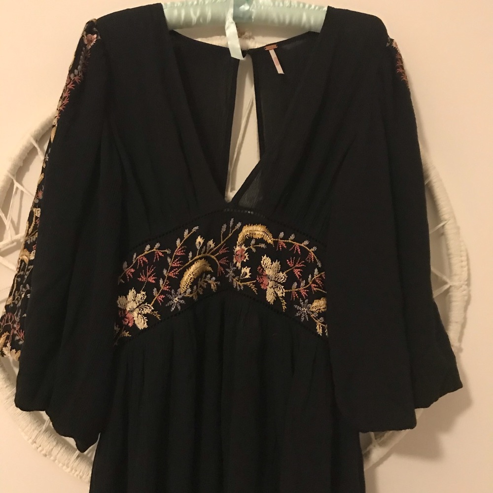 🌙FREE PEOPLE Black Moroccan Gemstone Mini Dress🌙 - Picture 5 of 7